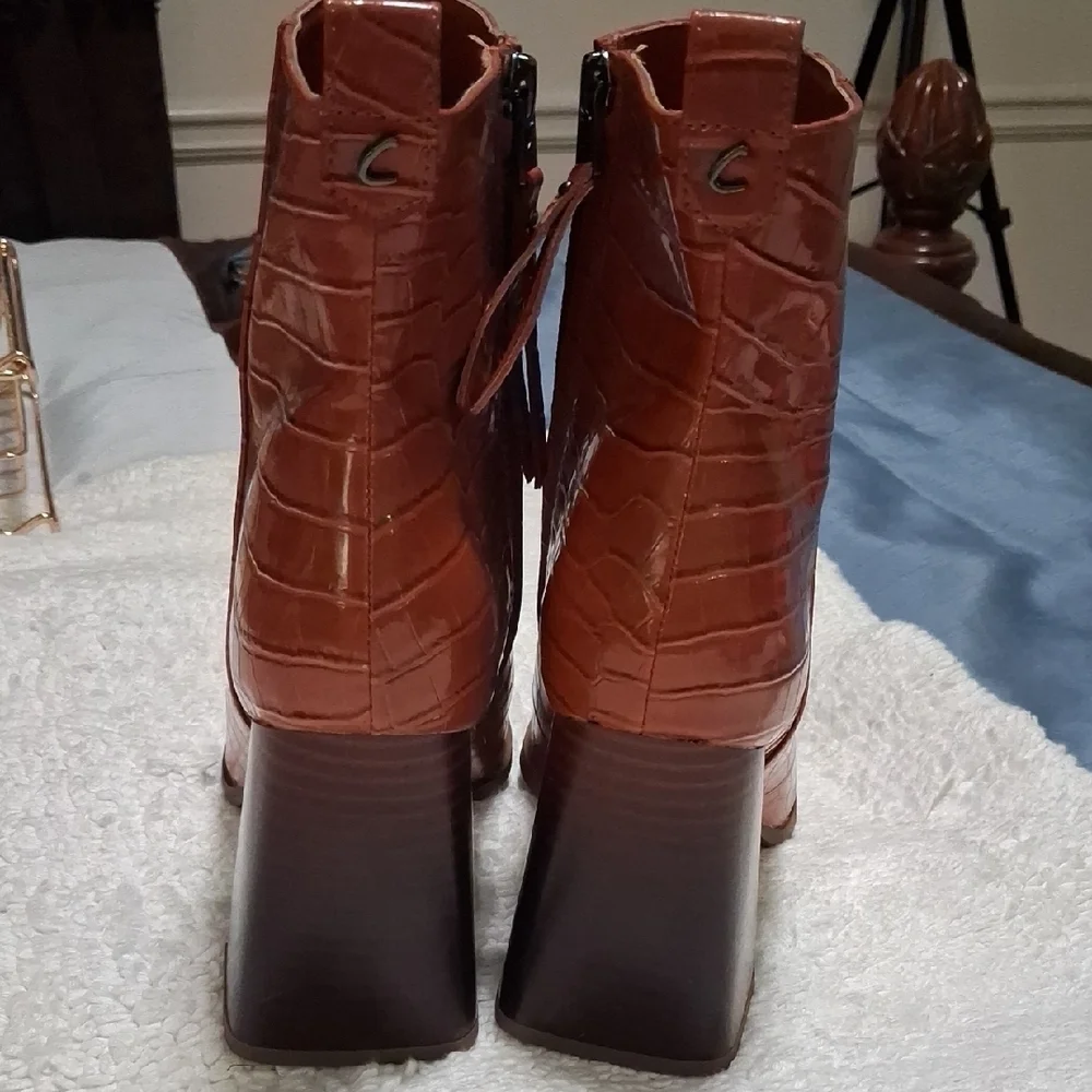Sam Edelman  Croc-Embossed Ankle Booties